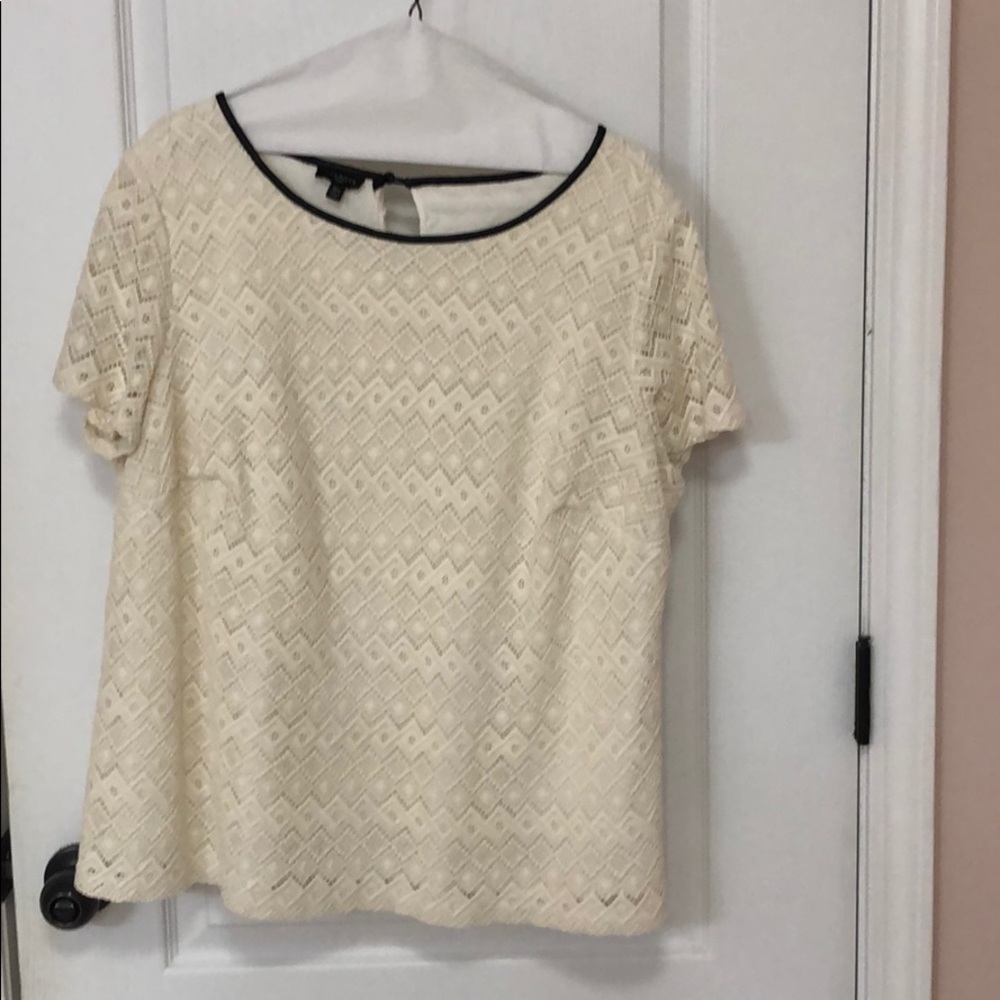Talbots 18w cream lace overlay short sleeve blouse